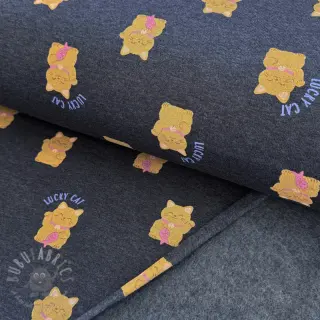 Triko materijal čupav Lucky cat navy melange