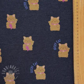 Triko materijal čupav Lucky cat navy melange