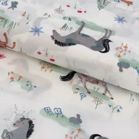 Pamuk Farm animals BIG white digital print