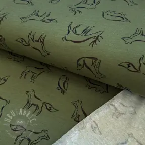 Triko materijal čupav SOFT Forest animals green