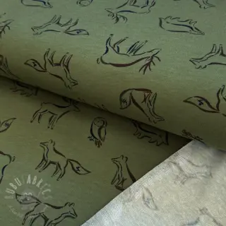 Triko materijal čupav SOFT Forest animals green