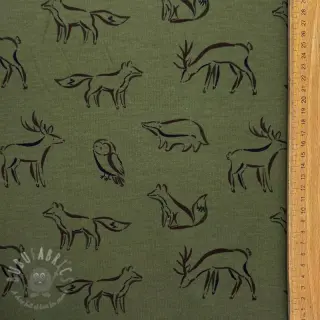 Triko materijal čupav SOFT Forest animals green
