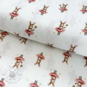 Tetra Tkanina/Muslin Bunnies white digital print