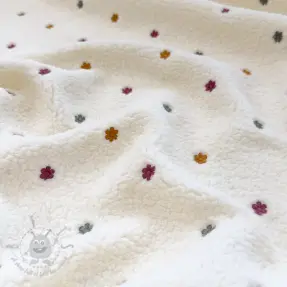 Tkanina za kapute TEDDY EMBROIDERY Cuties ecru