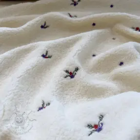 Tkanina za kapute TEDDY EMBROIDERY Flora ecru