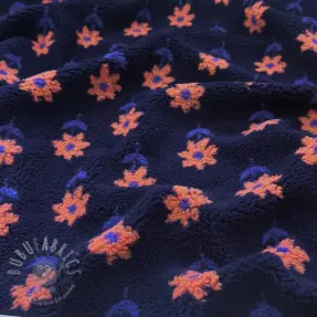Tkanina za kapute TEDDY Flowie Clara navy