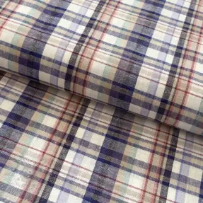 Viskoza s lanom YARN DYED Checks Old fashion blue