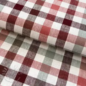 Viskoza s lanom YARN DYED Checks burgundy