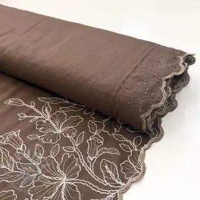 Viskoza s lanom ONE-SIDE BORDER Floweria brown