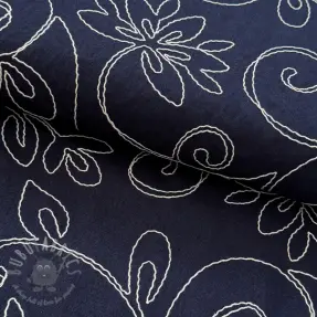 Viskoza s lanom EMBROIDERY Flora navy