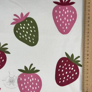 Triko materijal čupav JOGGING Strawberries ecru