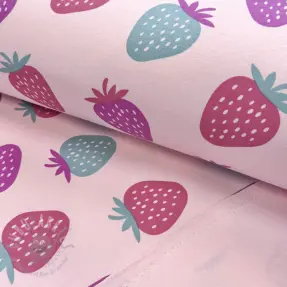 Triko materijal čupav JOGGING Strawberries pink