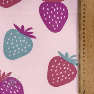 Triko materijal čupav JOGGING Strawberries pink