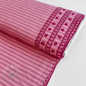 Tetra Tkanina/Muslin EMBROIDERY 1 SIDE BORDER pink