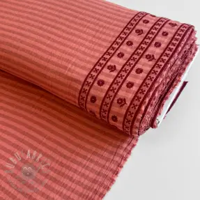 Tetra Tkanina/Muslin EMBROIDERY 1 SIDE BORDER peach