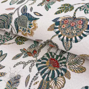 Dekorativna tkanina jacquard Bosphore blanc emeraude