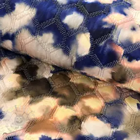Prošivena tkanina Aquarel nature gradini blue