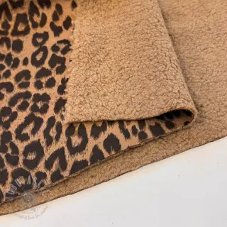 Tkanina za kapute TEDDY SUEDE Panther LEO light brown