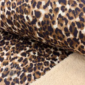 Tkanina za kapute TEDDY SUEDE Panther LEO cognac