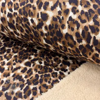 Tkanina za kapute TEDDY SUEDE Panther LEO cognac