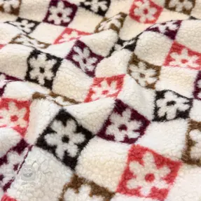 Tkanina za kapute TEDDY JACQUARD Square flowers