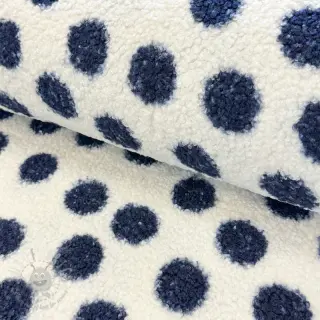 Tkanina za kapute TEDDY Big dots dark blue