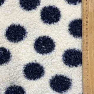 Tkanina za kapute TEDDY Big dots dark blue