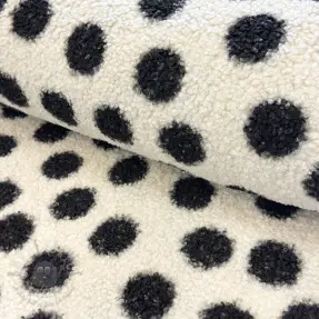 Tkanina za kapute TEDDY Big dots black