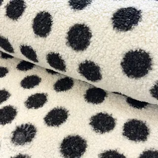 Tkanina za kapute TEDDY Big dots black