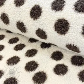 Tkanina za kapute TEDDY Big dots brown