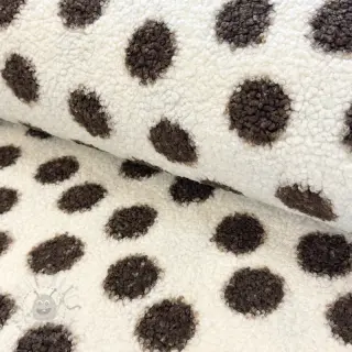 Tkanina za kapute TEDDY Big dots brown