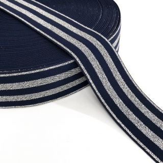 Guma glatka 4 cm LUREX SILVER dark blue