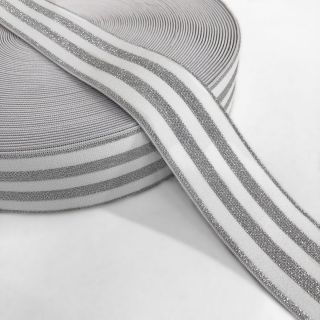 Guma hladká 4 cm LUREX SILVER off white
