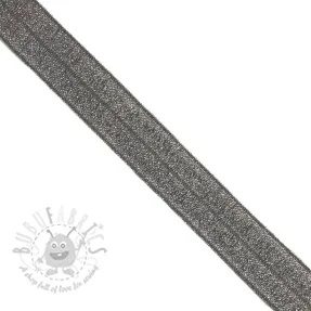 Elastična kosa traka sa šljokicama 20 mm anthracite