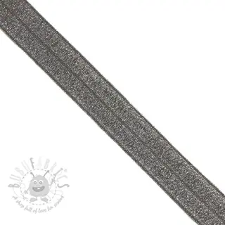 Elastična kosa traka sa šljokicama 20 mm anthracite