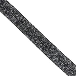 Elastična kosa traka sa šljokicama 20 mm black