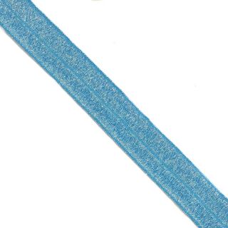 Elastična kosa traka sa šljokicama 20 mm blue