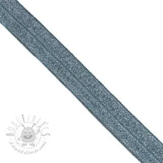 Elastična kosa traka sa šljokicama 20 mm dark blue