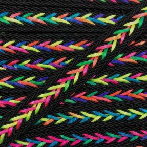 Poliesterska pletena vrpca NEON black