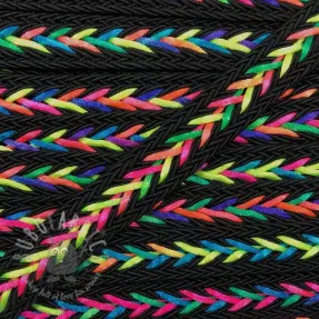 Poliesterska pletena vrpca NEON black
