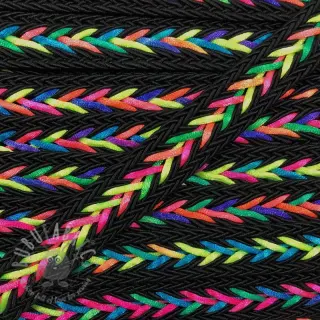 Poliesterska pletena vrpca NEON black