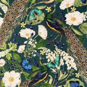 Dekorativna tkanina premium Peacock butterfly chique digital print