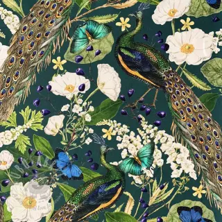 Dekorativna tkanina premium Peacock butterfly chique digital print