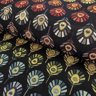 Goblen tkanina Peacock Feather Bow black
