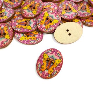 Drveno dugme Butterfly orange