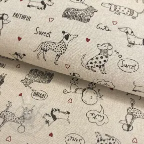 Dekorativna tkanina Linenlook Sweet doggie friends