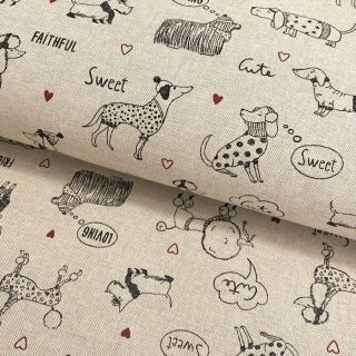 Dekorativna tkanina Linenlook Sweet doggie friends