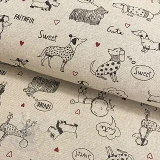 Dekorativna tkanina Linenlook Sweet doggie friends