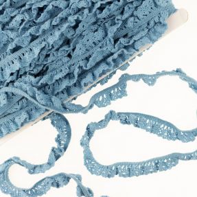 Elastična pamučna čipka old blue