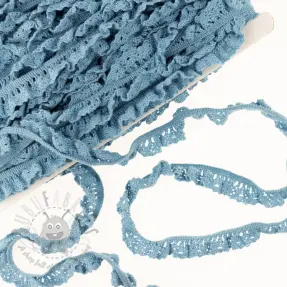 Elastična pamučna čipka old blue